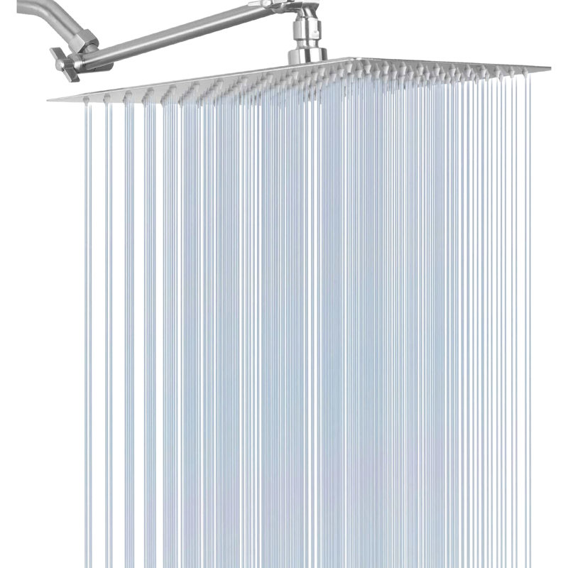 Brushed Nickel 10" Stainless Steel Shower Head - Rainfall With High , Corrosion , Adjustable Arm Wall Mount, Scaling- Nozzle Advantage Square In & Self-Cleaning, Installation, Scaling Resistance