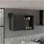 Armoire murale de cuisine Bussolengo, deux tablettes, finition wengé noir-8494262