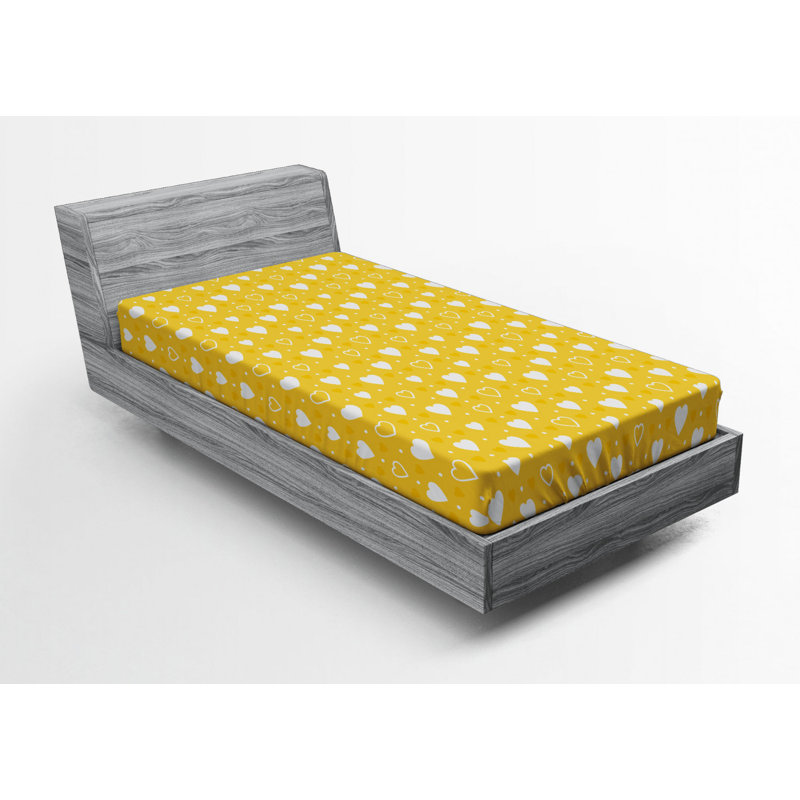 Yellow and White Polka Dot Twin Microfiber Fitted Sheet