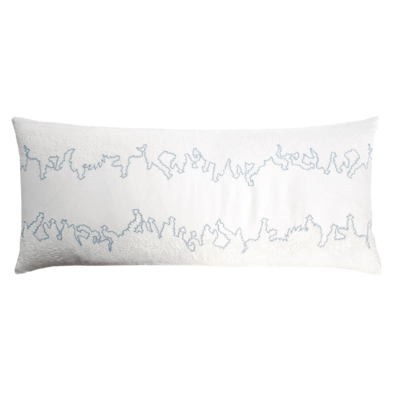 Ferns Floral Linen Throw Pillow, Robin's Egg, Rectangle 16"H x 20" W