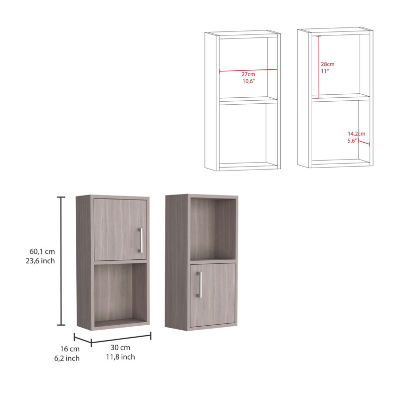 Armoire à pharmacie murale avec rangement ouvert et fermé 2 pièces Oba, Beige