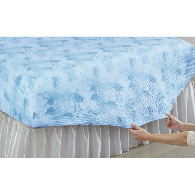 Anti-Wrinkle Soft Microfiber Watercolor BedTite Tight Grip Sheet Set, Full/Double Sheet Set with 2 Pillowcases, Blue
