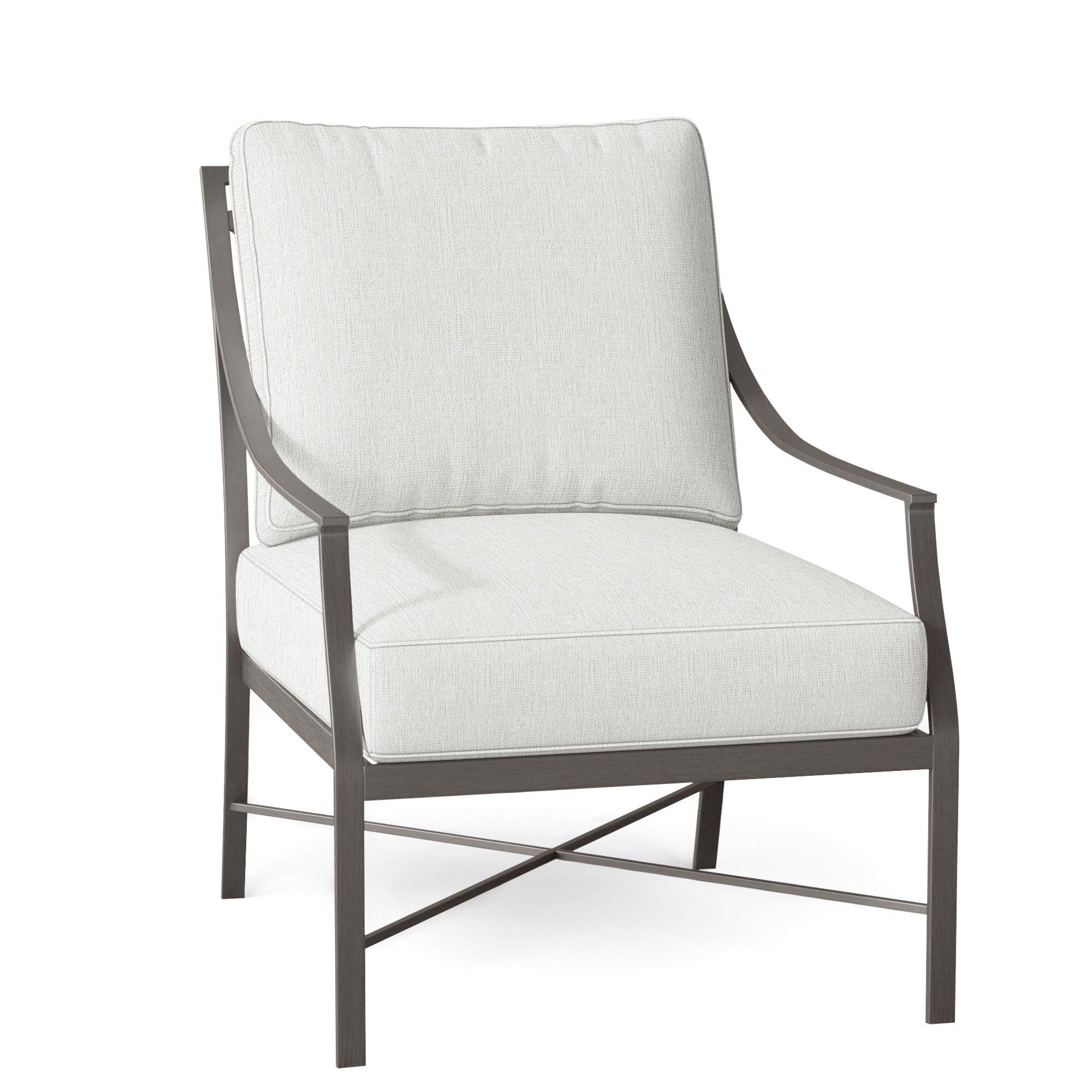 Monaco Wrought Aluminum Outdoor Lounge Chair, Bali Pearl, Welt, Slate Gray