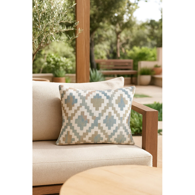 Natural Beige Terra Diamond Indoor Outdoor Pillow 24x24, Red, Square 16", Polyester