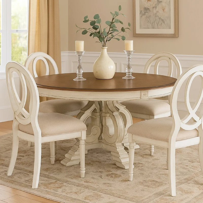 Table de salle à manger ronde rustique 60,4 po, rustique naturel, Rustique naturel