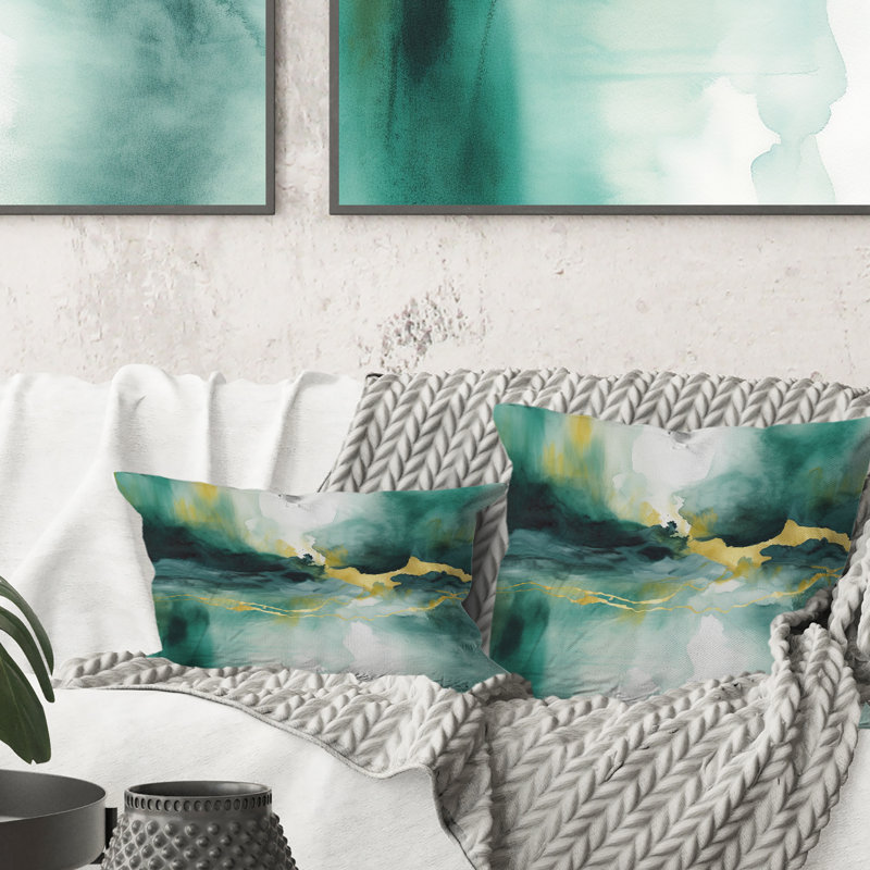 Coussin décoratif bleu avec impression à l'aquarelle bleue VI