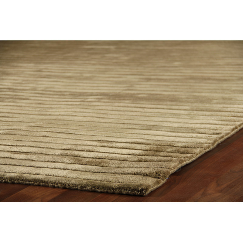 High Low Striped Area Rug in Khaki, Rectangle 12' x 15'