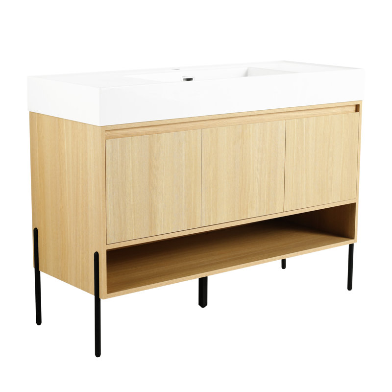 Ensemble de meuble-lavabo 48 po avec lavabo simple en résine, porte, meuble-lavabo