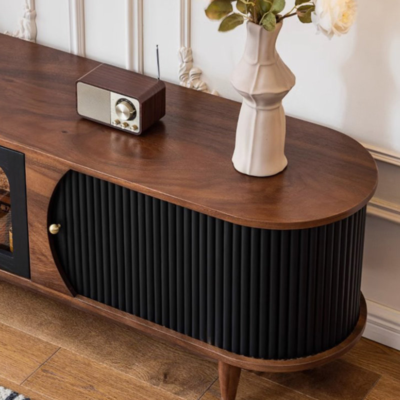 Retro color matching design solid wood TV cabinet