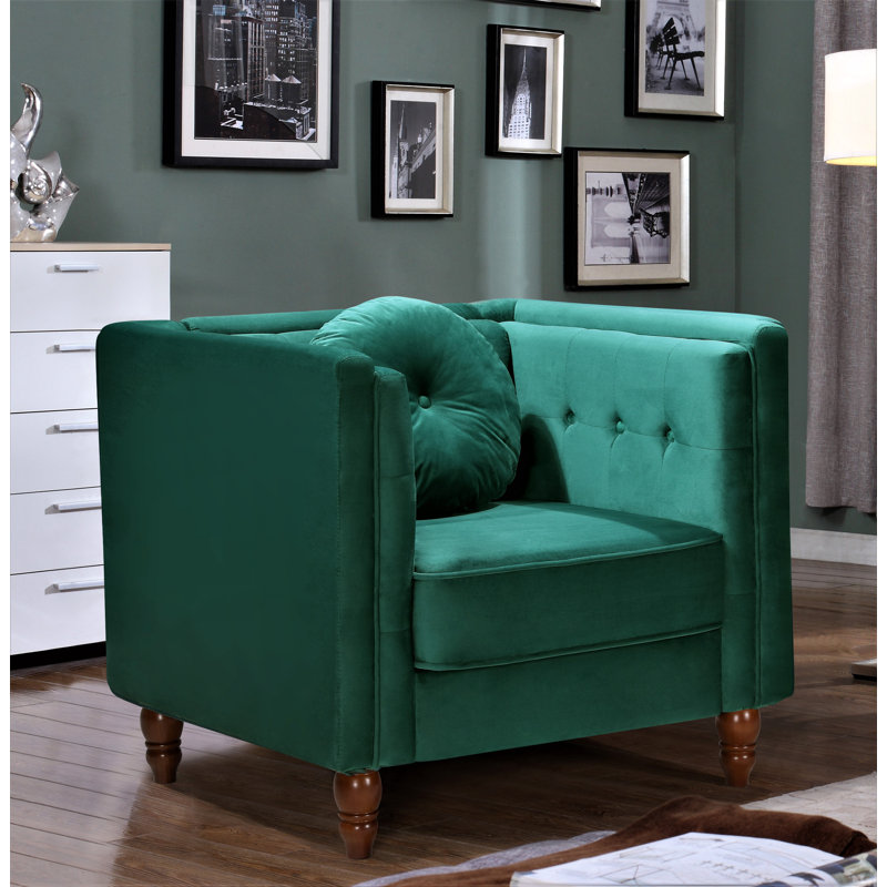 Everhart Velvet Armchair, Green