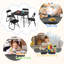 Ensemble de table et de chaises pliantes pour enfants, table d'activités carrée rembourrée avec 4 chaises rembourrées, structure en métal portative avec dispositifs de sécurité-112953268