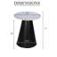 Riko Side End Table, White Natural Marble 18 Inch Round Top, Modern Black Pedestal Base