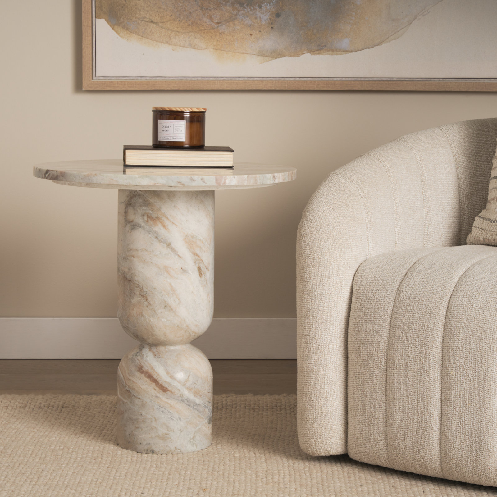 22" Genuine Marble End Table