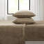 Grand drap 4 pièces en taupe - 100% ultra doux et ajusté 2 taies d'oreiller brossées des deux côtés en velours lavable à la machine