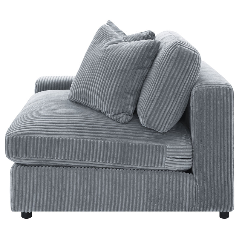  Canapé modulaire réversible rembourré Blaine, H 34 po x l 105 po x P 70,5 po, Velours côtelé gris