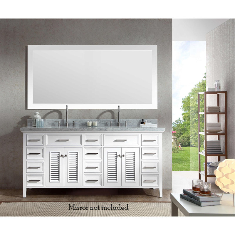 Kensington Double Vanity, White, Carrara White Marble, 73"