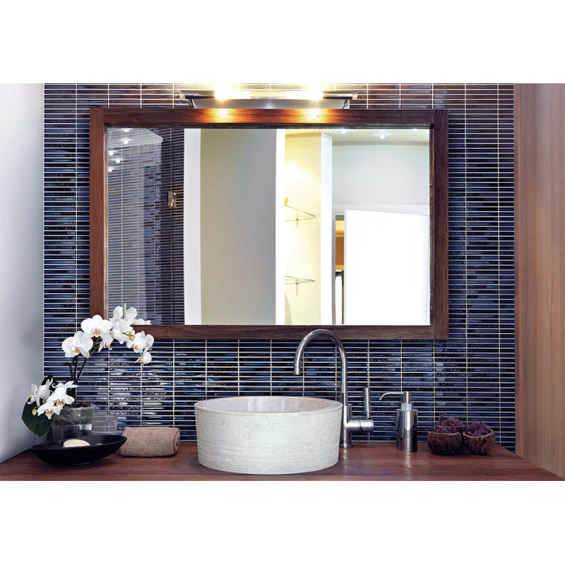 Yohen Border 0.49" x 4" Ceramic Mosaic Wall Tile, Brown Mix