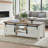 Retro White Farmhouse-Style Height-Adjustable Coffee Table With Sliding Barn Door, Hidden Storage Compartments, And Adjustable Shelves; Suitable For Living Rooms/Offices.