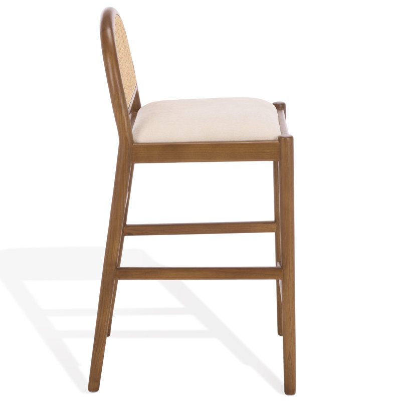 Laylie Rattan And Leather Counter Stool, Medium Oak/Boucle