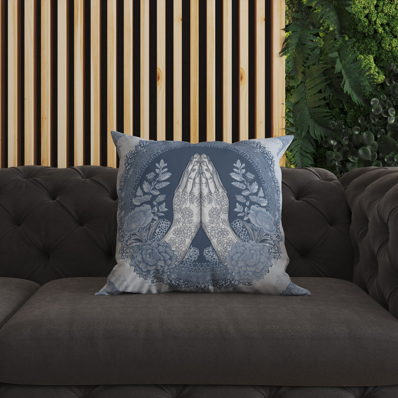 Lotus Bloom Sanctuary Intérieur/Extérieur 26x26, Square 26", White/Cerulean