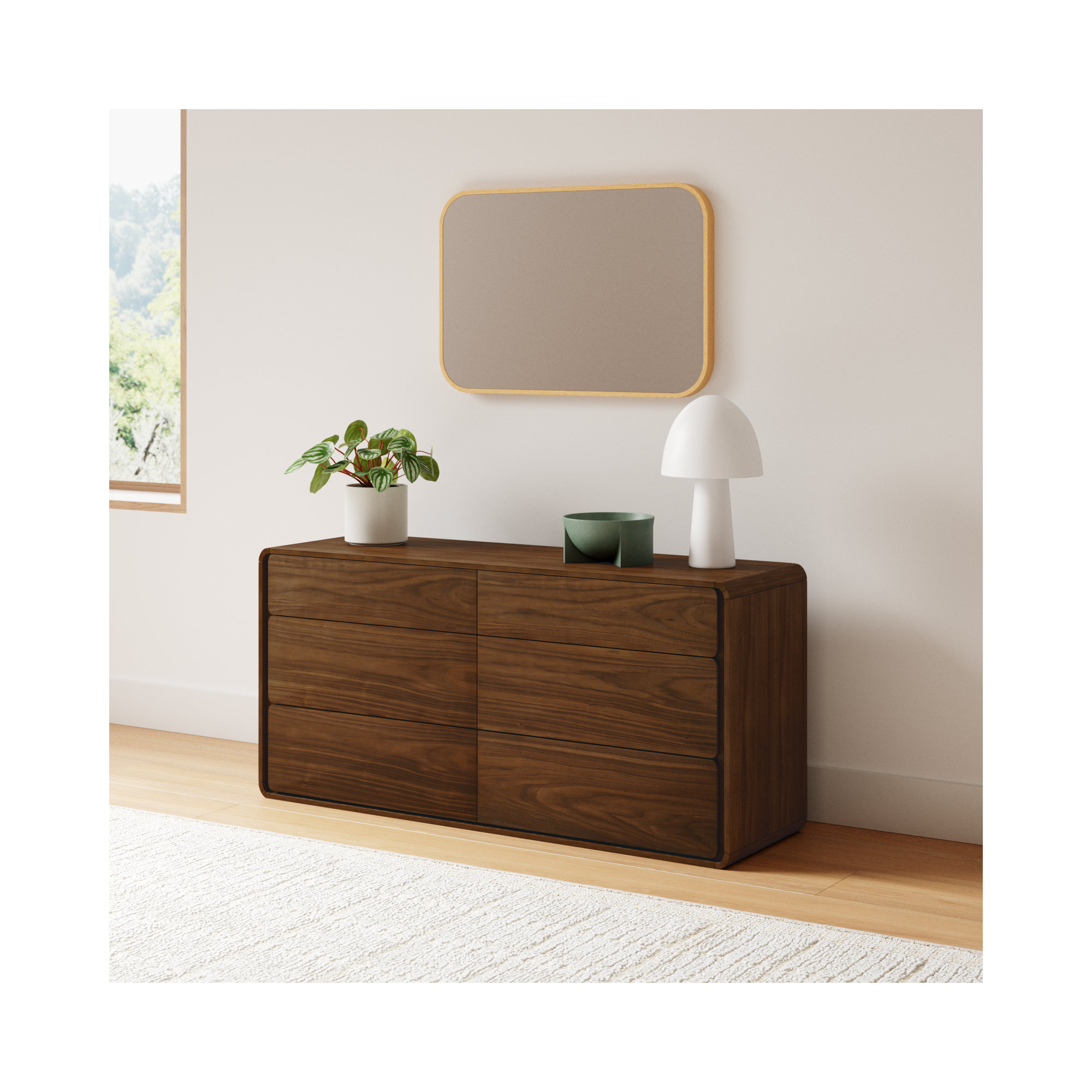 Berkeley 6 - Drawer Double Dresser, Walnut