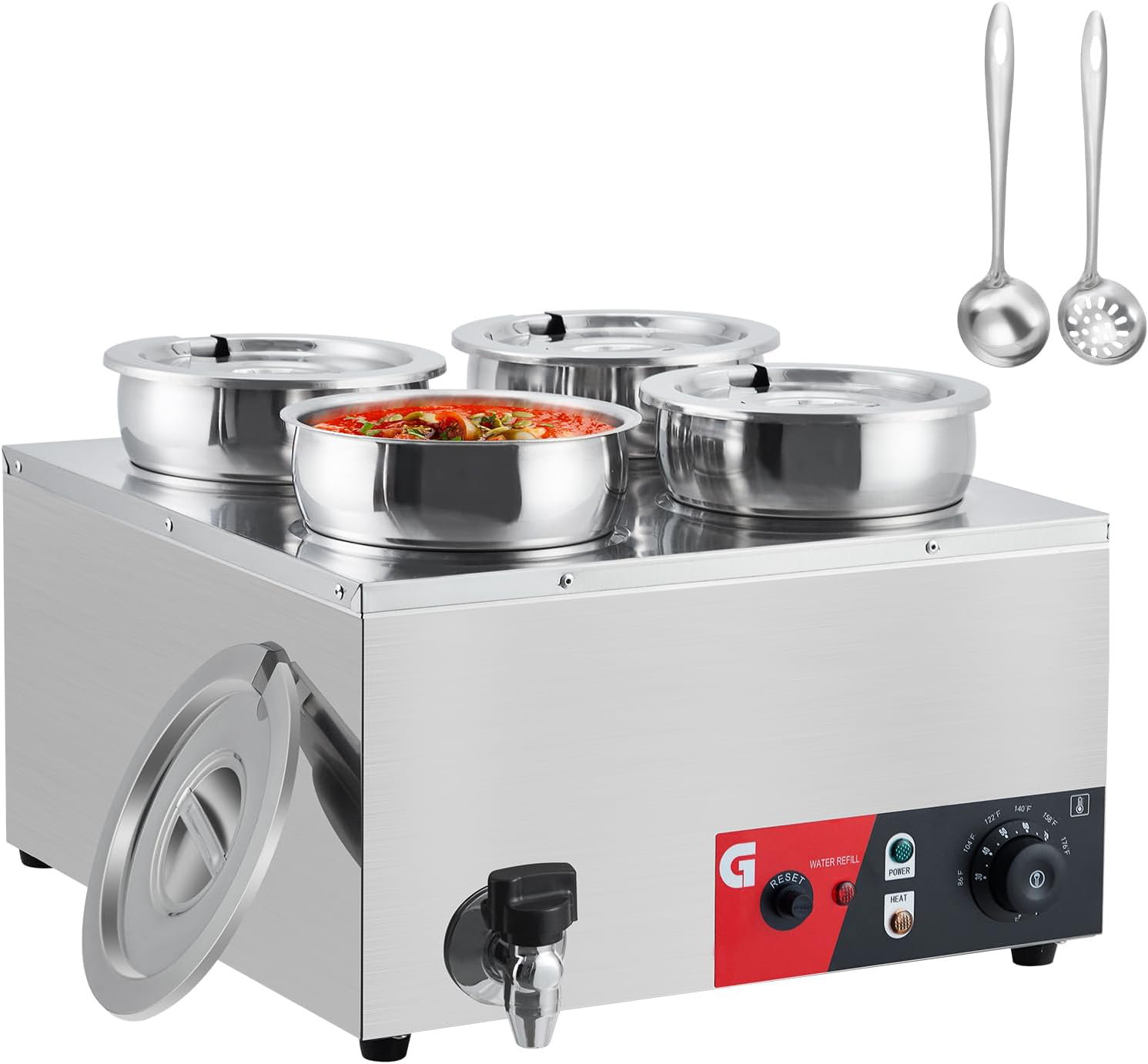 Omosiroi Bouilloire à soupe 10 L, 400 W 110 VPP Shell Commercial électrique Chauffe-soupe noir pour comptoir de restaurant Pot en acier inoxydable
