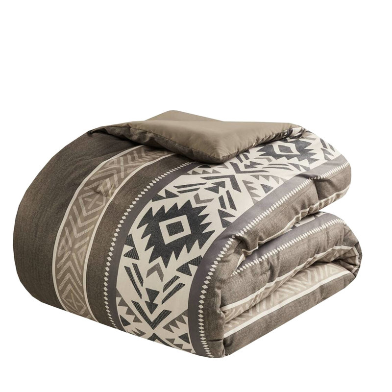 Édredon à chevrons brun rayé, très grand / très grand, 5 pièces, 2 coussins décoratifs,, King Comforter + 2 Pillowcases