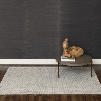 Tapis rayé gris tissé à la main