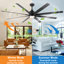 Ventilateur de plafond intelligent surdimensionné de 72 po avec lumière DEL, télécommande et travail avec l'application Tuya-88777908
