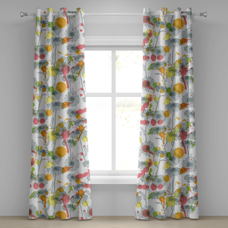 Rideau à œillets Dakota Fields Spring Spring Simey Camomile 50 po x 84 po, L 50 po x L 96 po