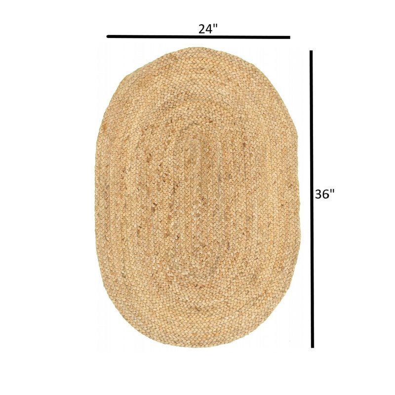 Wynyard Hand-woven Hand-Braided Tan Jute/Sisal Natural Rug, Oval 2' x 3'