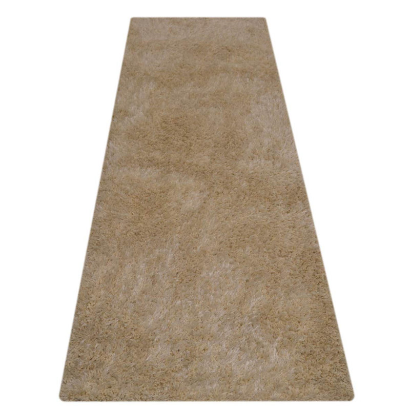 Henricks HAND TUFTED SHAG POLYESTER ECO-FRIENDLY AREA RUGS, Beige Color, Solid Design, Runner 2'6" x 10'