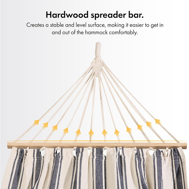 Garden Hammock ,1 Person Striped Hammock with Rope Attachments & Storage Bag
