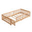 Lit simple au sol avec porte, cadre de lit plateforme en bois massif avec clôture, adapté aux enfants, bois massif, naturel-1166602807-1166602801