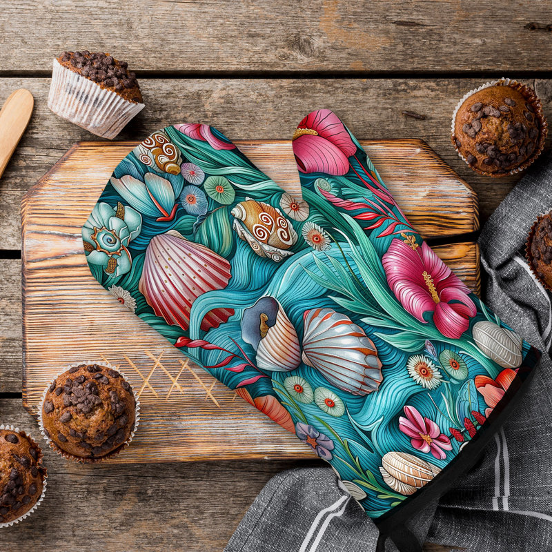 Ocean Shell Oven Mitt Cotton Twill