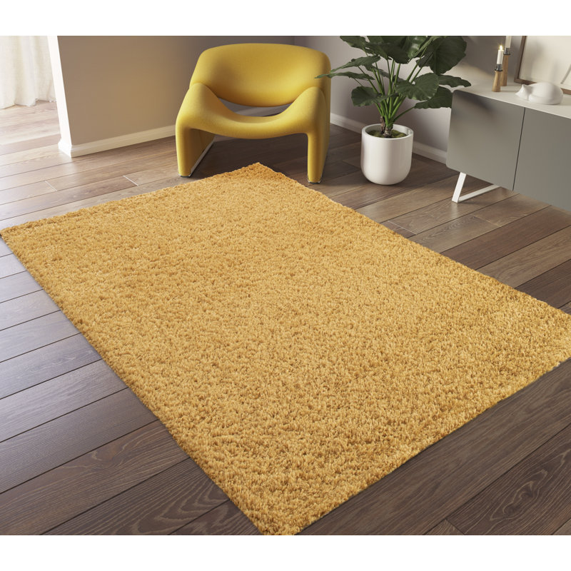 Richmondville Shaggy Yellow Rug, Rectangle 80 x 150cm