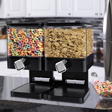 CEREAL DISPENSER DOUBLE SIZE DRY FOOD KITCHEN STORAGE TWIN CONTAINER  MACHINE
