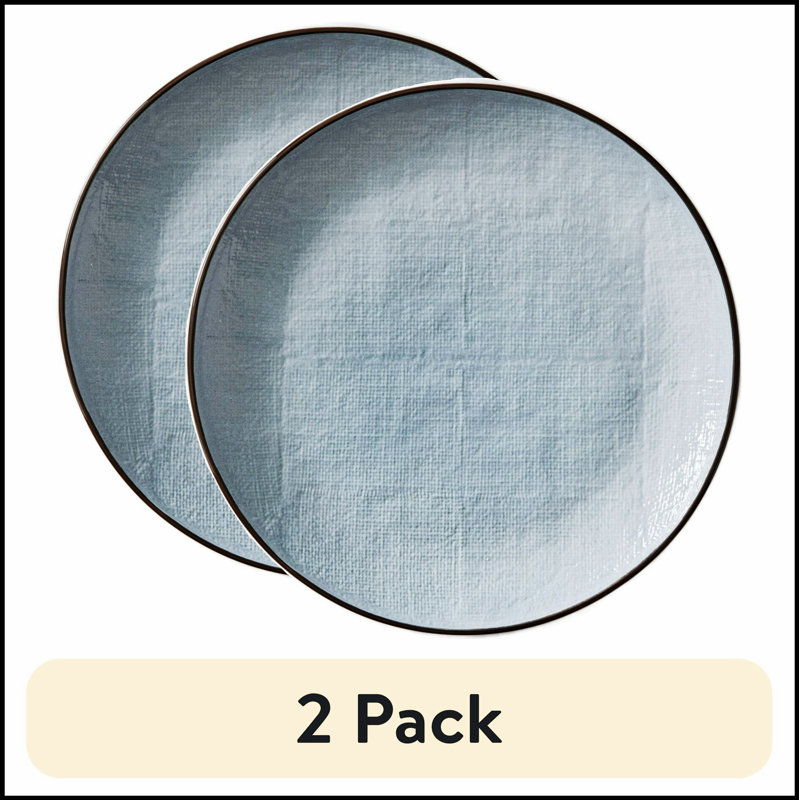 Ensemble d'assiettes en grès Denim Murphy, durable et élégant pour une utilisation quotidienne avec une texture de lin bleu