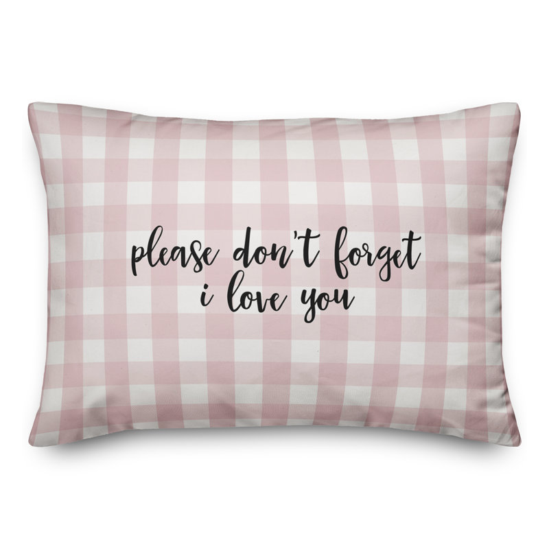  Coussin décoratif "Veuillez ne pas oublier" I Love You, Noir / Rose