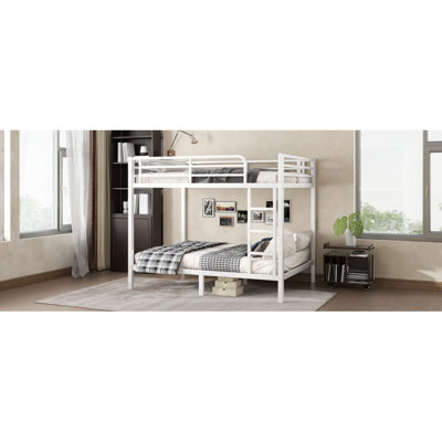 Metal Full Over Full Bunk Bed For Teens And Adults,Space-Saving/Noise Reduced/No Box Spring Needed,White