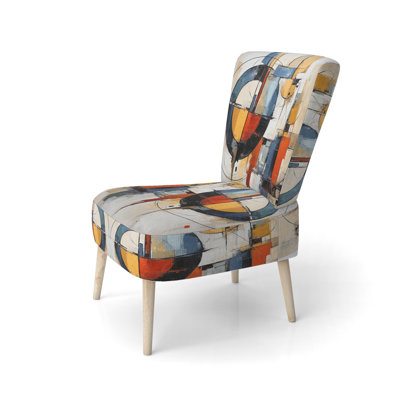 Colorful Mid Century Abstract Fusion I - Chaise d'appoint rembourrée de style Mid-Century moderne, chaise d'appoint abstraite de style Mid-Century
