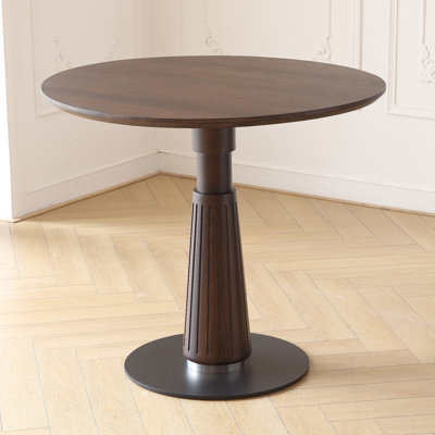 Round Solid Wood Pedestal Base, Cafe End Table for 2 to 4, Fluted Dining Table for Office, Leisure, Kitchen,Home 31.5" x29.5"H (Walnut )