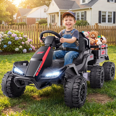 24V Ride-On Tractor Car with Detachable Trailer, Remote Control, LED Lights & Music
