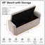 Banc coffre Canterbury avec revêtement en tissu chenille, piètement en métal doré, charnière de sécurité et structure en pin.-467224064