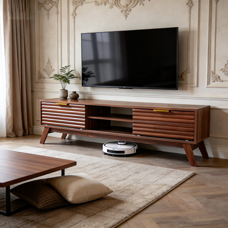 Vintage Walnut Tv Stand For Tvs Up To 65''