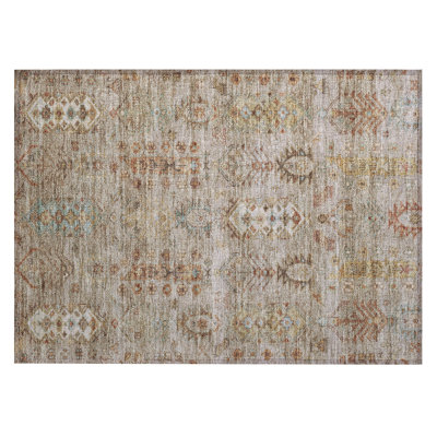 Machine Washable Indoor/Outdoor Xhevrie Beige Rug