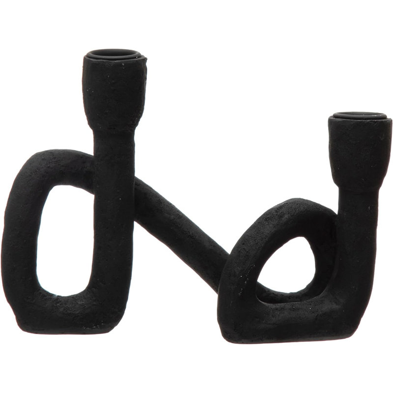 Black Decorative Resin Double Taper Candle Holder