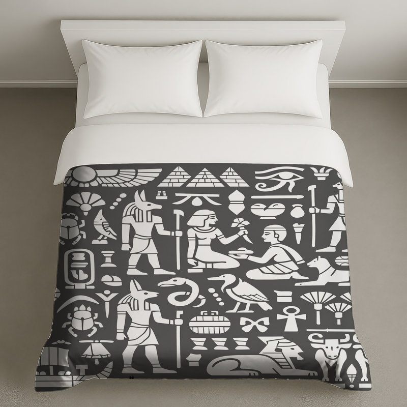 Housses de couette à motif de symboles égyptiens, Queen
