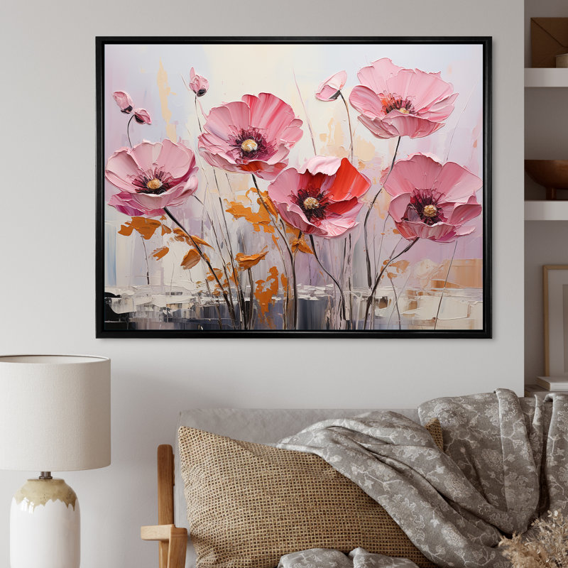 Vivid Poppy Minimalisme Moments, Cadre flottant noir, H 34 po x l 44 po x P 1,5 po