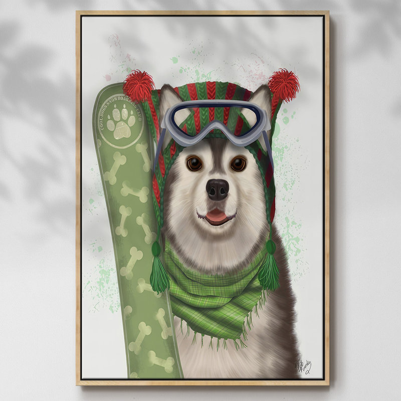 Snowboard de Noël Husky, H 37 po x l 25 po x P 1,5 po, Naturel